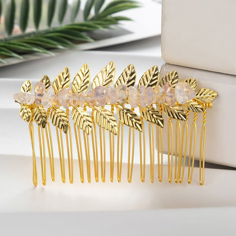 Olivenorma Natural Crystal Gemstone Hair Combs Hairpin - Rose Quartz - Gold Color - image 40