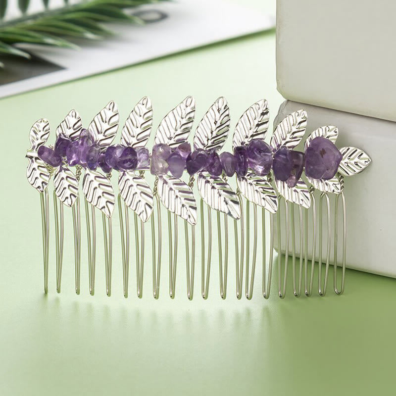 Olivenorma Natural Crystal Gemstone Hair Combs Hairpin - Amethyst - Silver Color - image 25