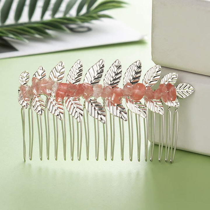 Olivenorma Natural Crystal Gemstone Hair Combs Hairpin - Tourmaline - Silver Color - image 17