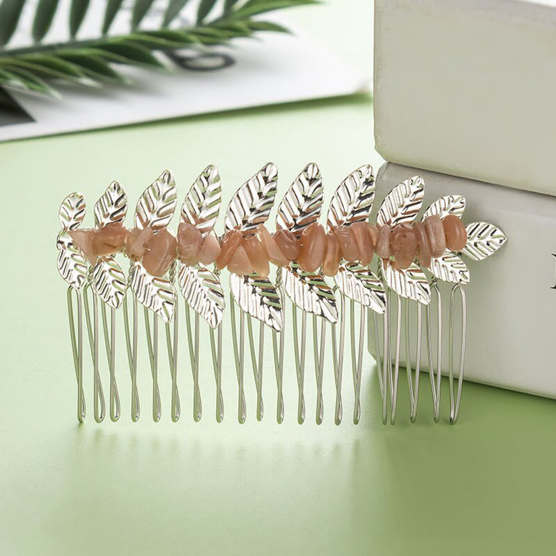 Olivenorma Natural Crystal Gemstone Hair Combs Hairpin - Sun Stone - Silver Color - image 23