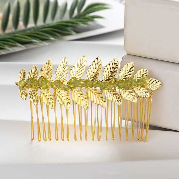 Olivenorma Natural Crystal Gemstone Hair Combs Hairpin - Peridot - Gold Color - image 38