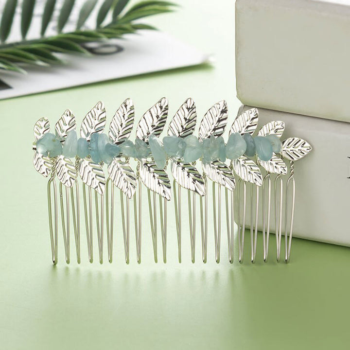 Olivenorma Natural Crystal Gemstone Hair Combs Hairpin - Aquamarine - Silver Color - image 13