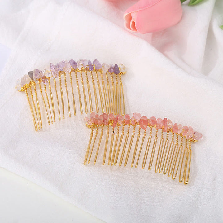 Olivenorma Colorful Gemstone Hair Side Comb Hairpin