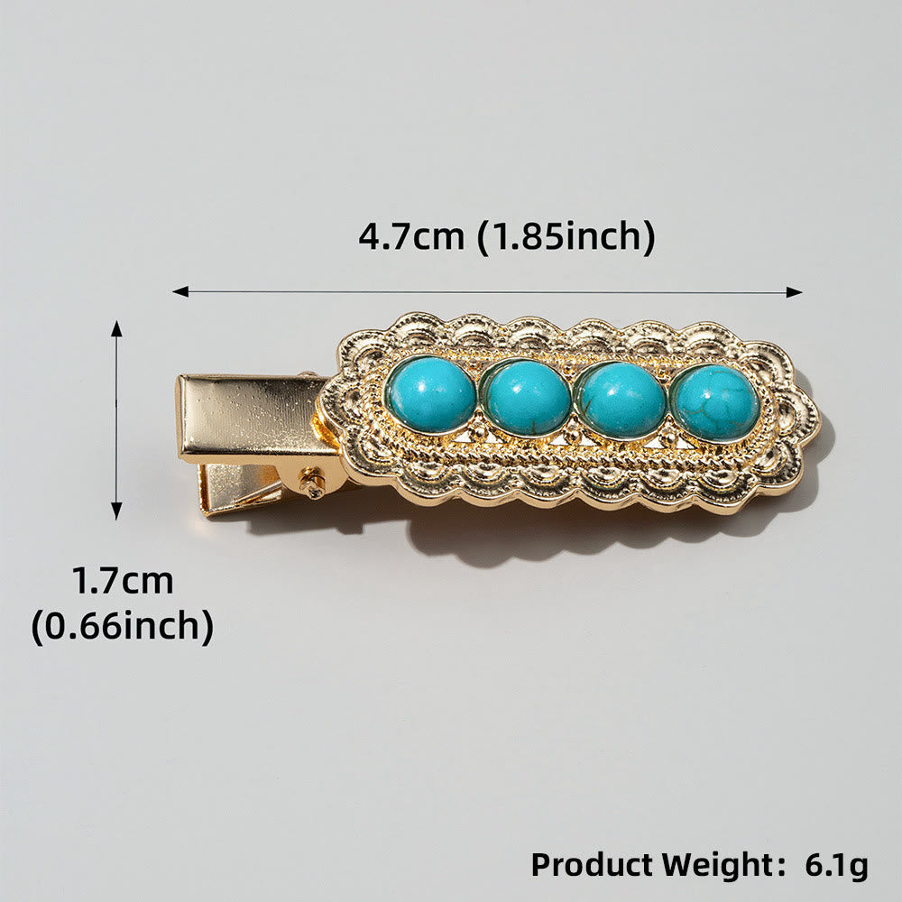 Olivenorma 2Pcs Turquoise Jeweled Bobby Pins Hairpin