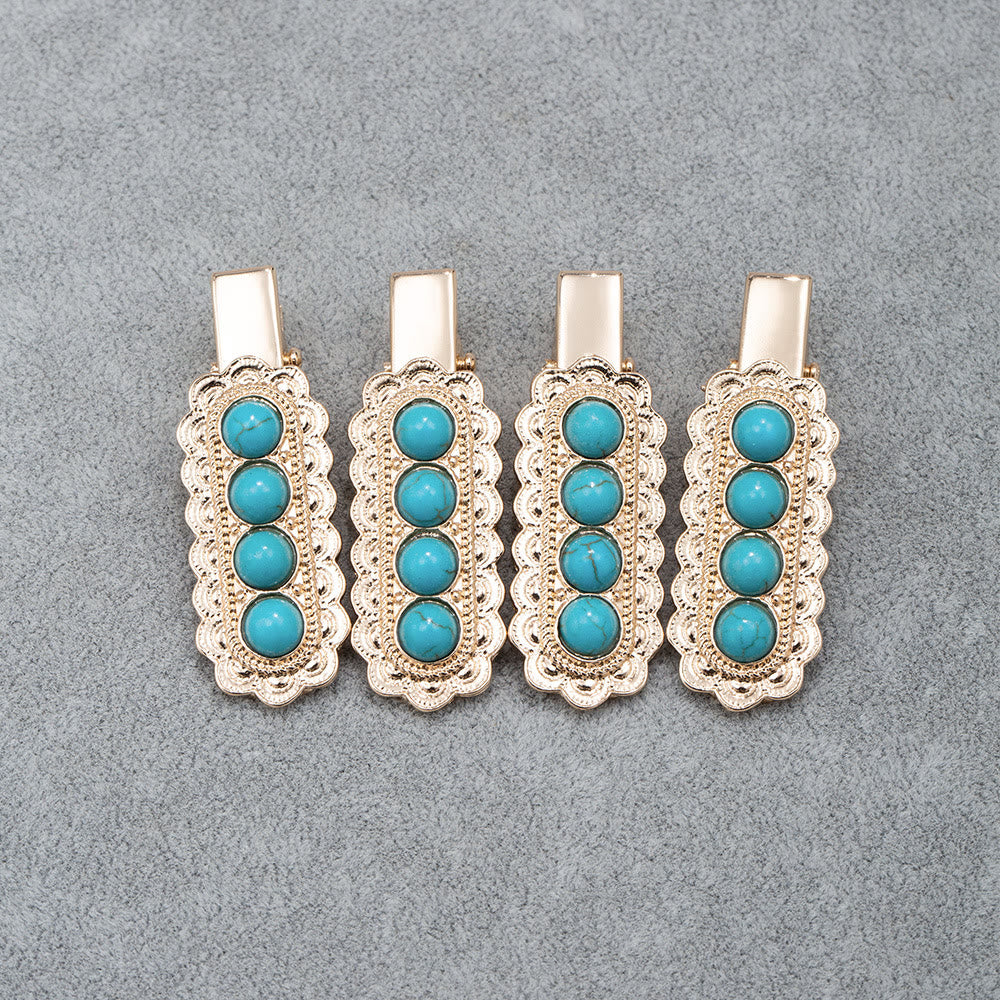 Olivenorma 2Pcs Turquoise Jeweled Bobby Pins Hairpin