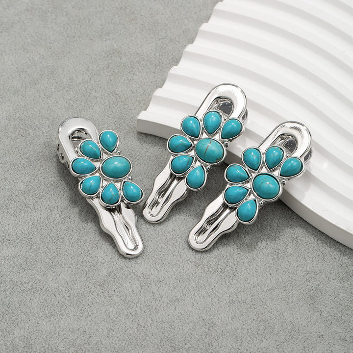 Olivenorma 3Pcs Turquoise Metal Hair Clips Hairpin