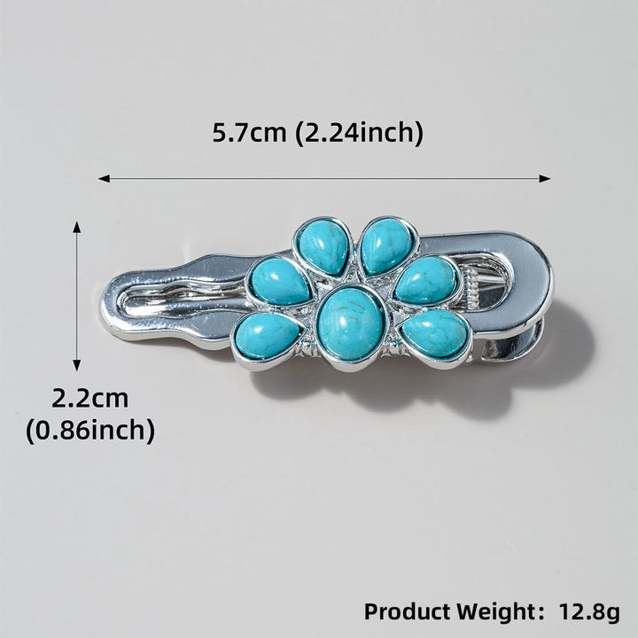 Olivenorma 3Pcs Turquoise Metal Hair Clips Hairpin