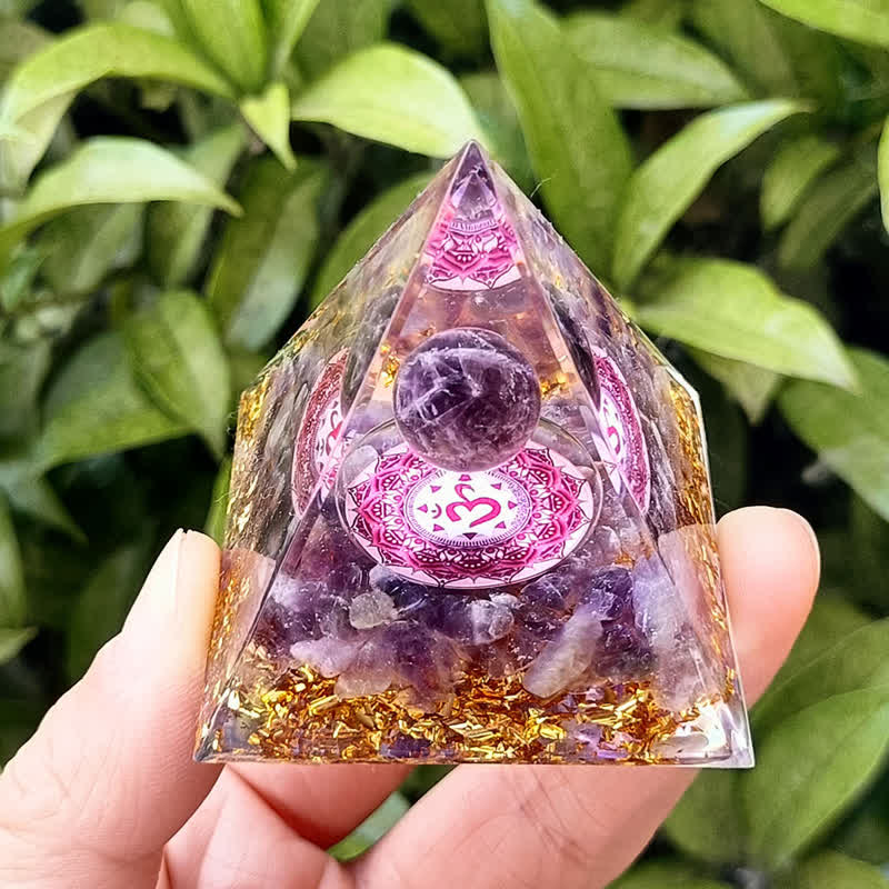 Olivenorma Energy Amethyst Ball Om Symbol Orgone Pyramid