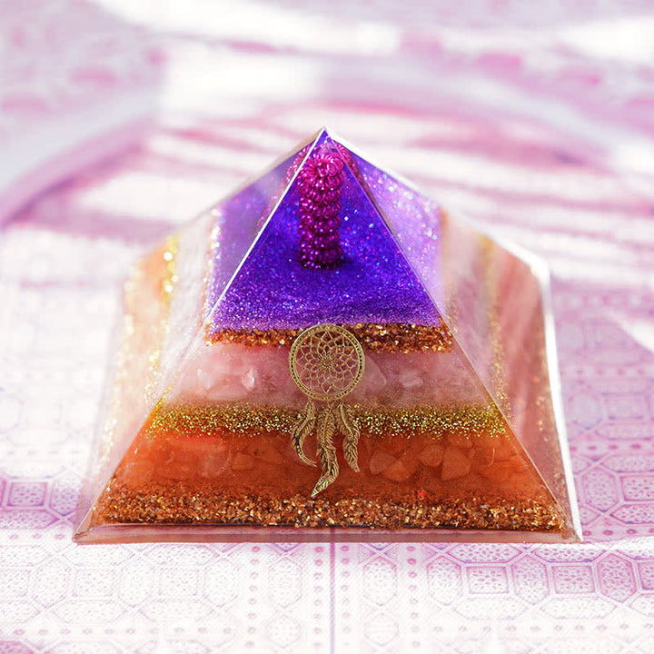 Olivenorma "Love and Beauty" Rose Quartz Sun Stone Orgone Pyramid