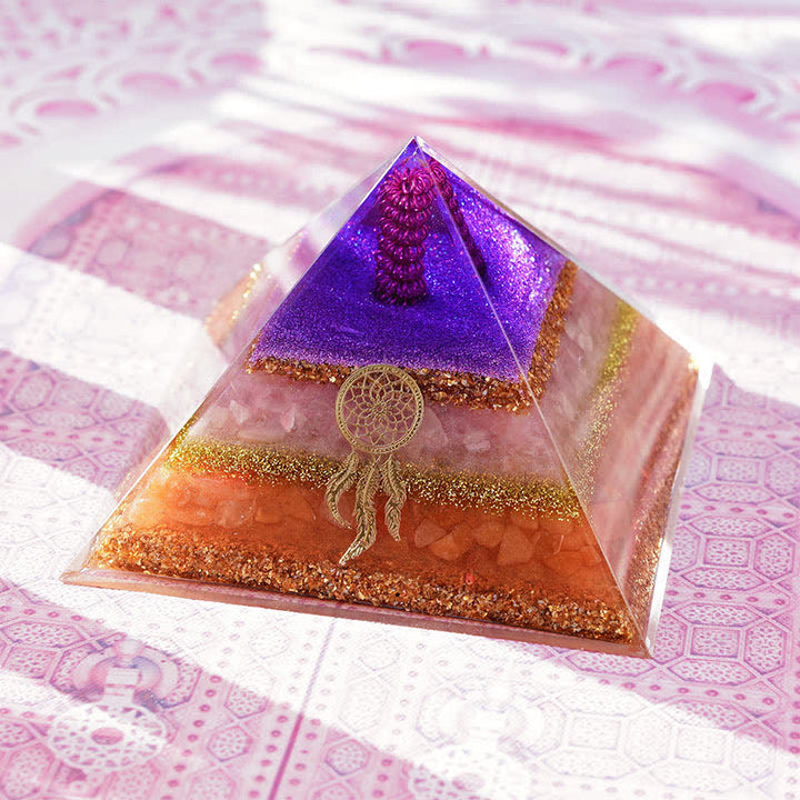 Olivenorma "Love and Beauty" Rose Quartz Sun Stone Orgone Pyramid