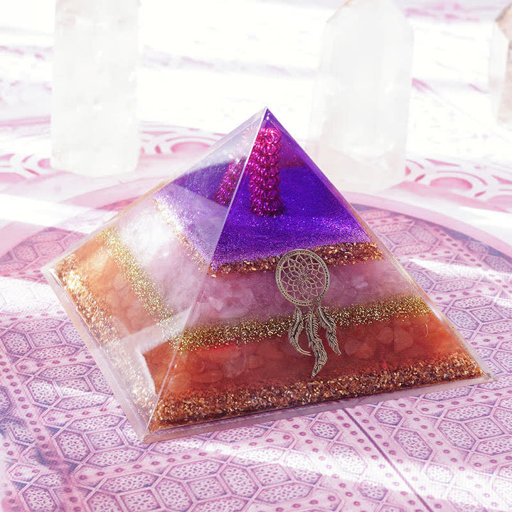 Olivenorma "Love and Beauty" Rose Quartz Sun Stone Orgone Pyramid