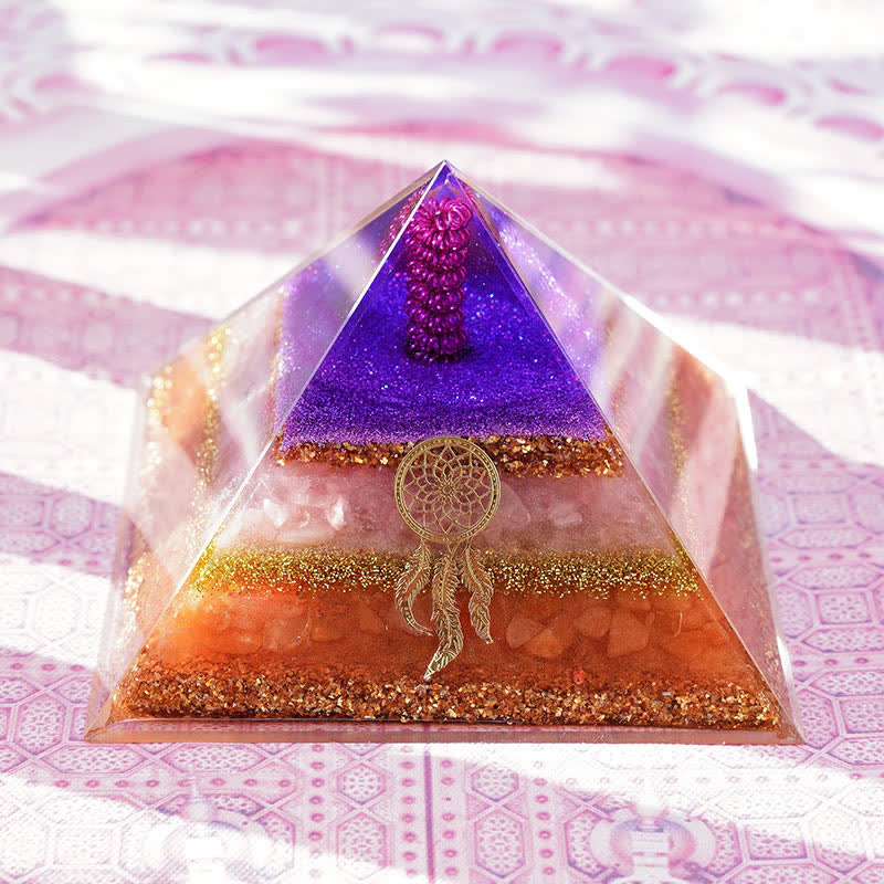 Olivenorma "Love and Beauty" Rose Quartz Sun Stone Orgone Pyramid