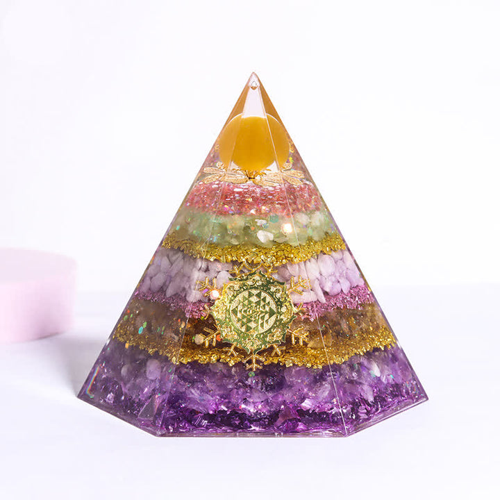 Olivenorma Good Luck Natural Stone Hexagonal Orgone Pyramid