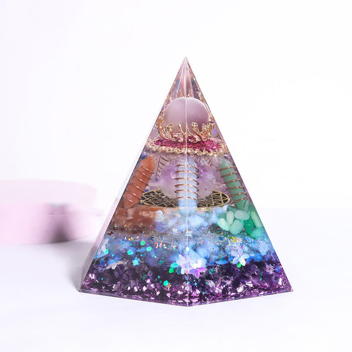 Olivenorma Good Luck Natural Stone Hexagonal Orgone Pyramid