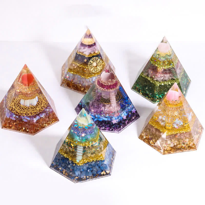 Olivenorma Good Luck Natural Stone Hexagonal Orgone Pyramid