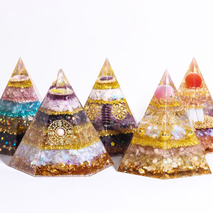 Olivenorma Good Luck Natural Stone Hexagonal Orgone Pyramid