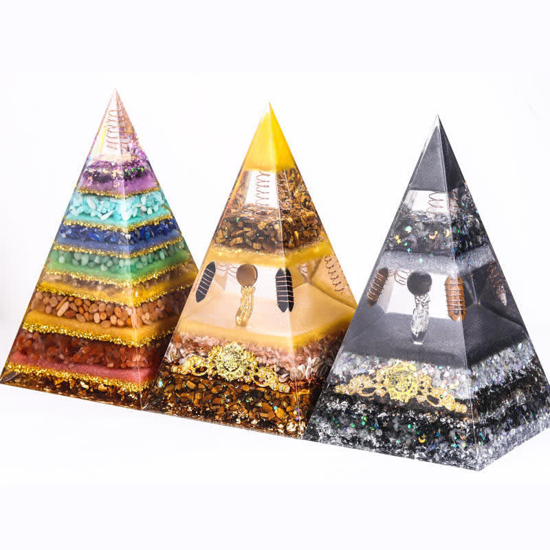 Olivenorma Energy Natural Stone Long Pointed Orgone Pyramid