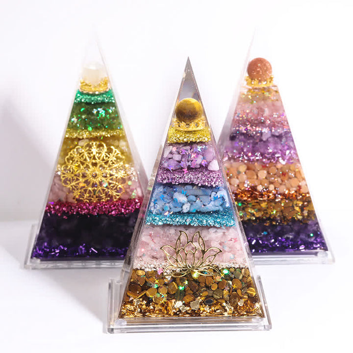 Olivenorma Energy Natural Stone Long Pointed Orgone Pyramid