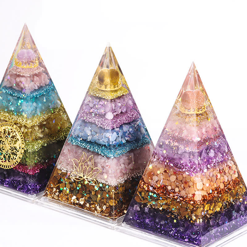 Olivenorma Energy Natural Stone Long Pointed Orgone Pyramid