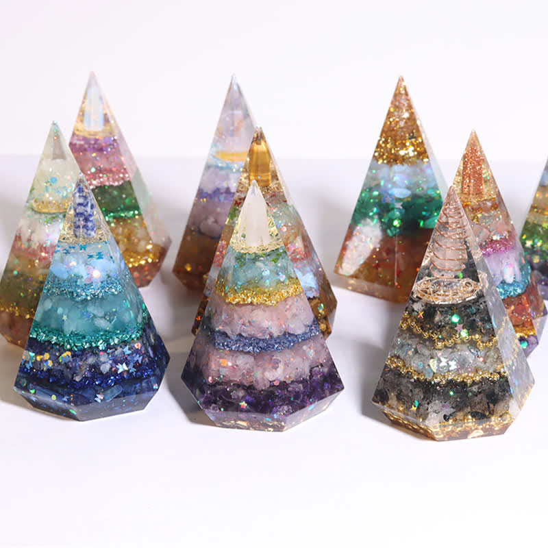 Olivenorma Natural Stone Resin Casting Polygonal Orgone Pyramid