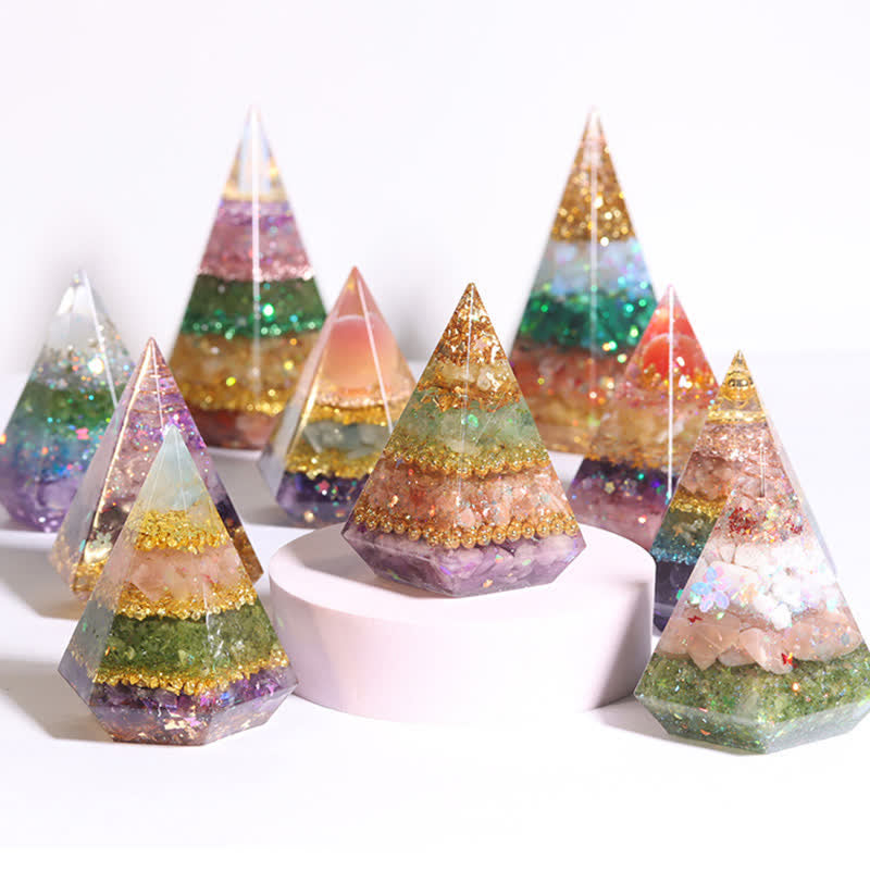 Olivenorma Natural Stone Resin Casting Polygonal Orgone Pyramid