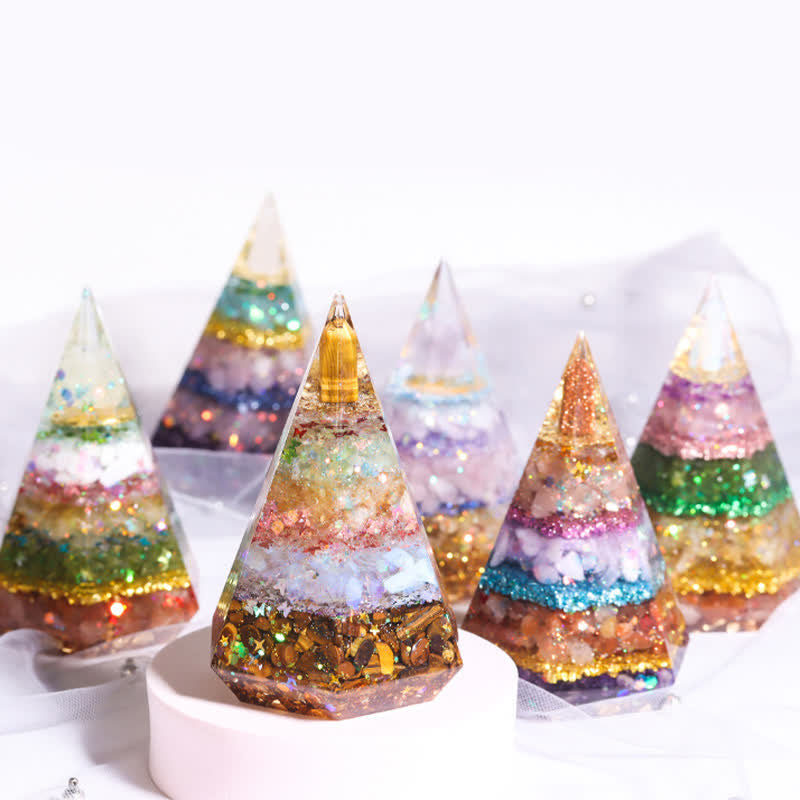 Olivenorma Natural Stone Resin Casting Polygonal Orgone Pyramid