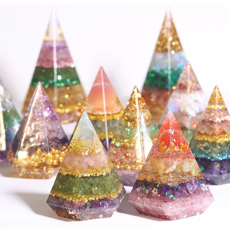 Olivenorma Natural Stone Resin Casting Polygonal Orgone Pyramid