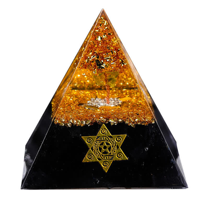 Olivenorma "House Guardian" Tiger Eye Obsidian Orgone Pyramid