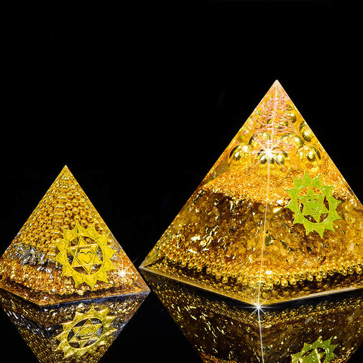 Olivenorma "Wealth Attracting" Citrine Clear Crystal Orgone Pyramid