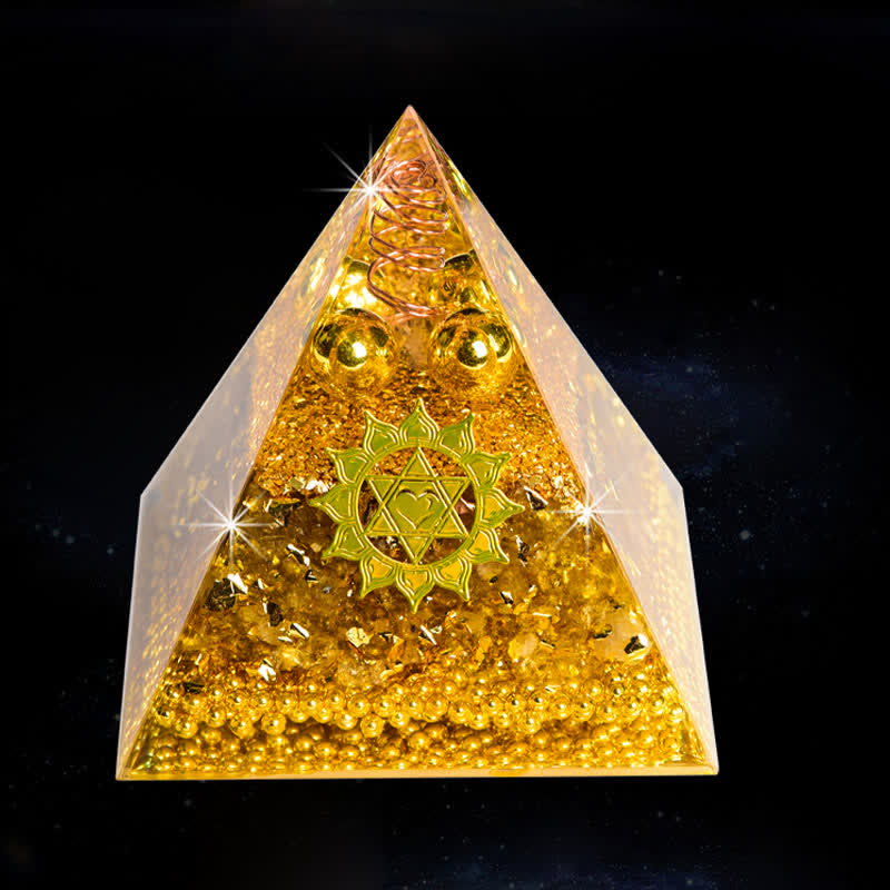 Olivenorma "Wealth Attracting" Citrine Clear Crystal Orgone Pyramid