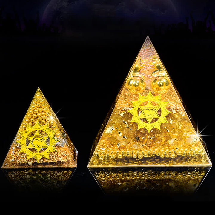 Olivenorma "Wealth Attracting" Citrine Clear Crystal Orgone Pyramid