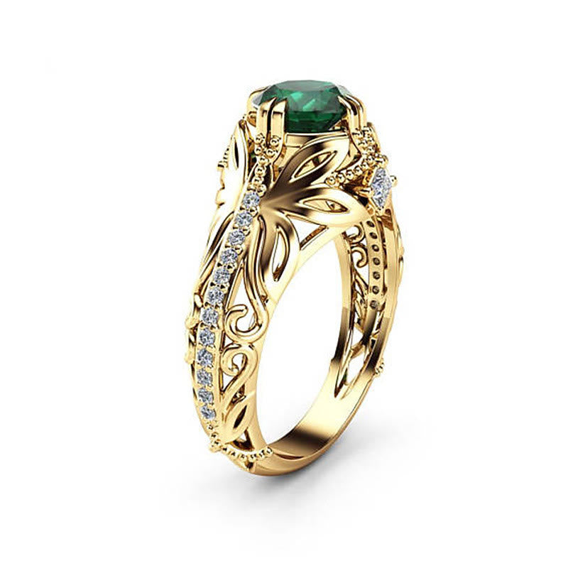 FREE Today: 925 Silver Gold Plated Vintage Emerald Wedding Ring - image 1