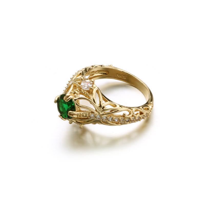 FREE Today: 925 Silver Gold Plated Vintage Emerald Wedding Ring - image 3