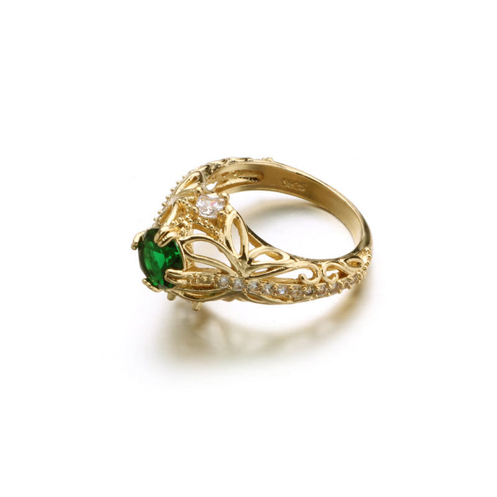 FREE Today: 925 Silver Gold Plated Vintage Emerald Wedding Ring - image 3