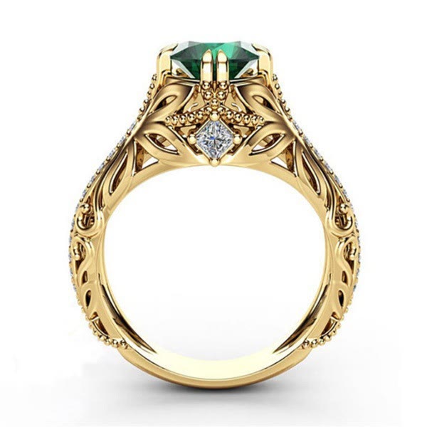 FREE Today: 925 Silver Gold Plated Vintage Emerald Wedding Ring - image 2