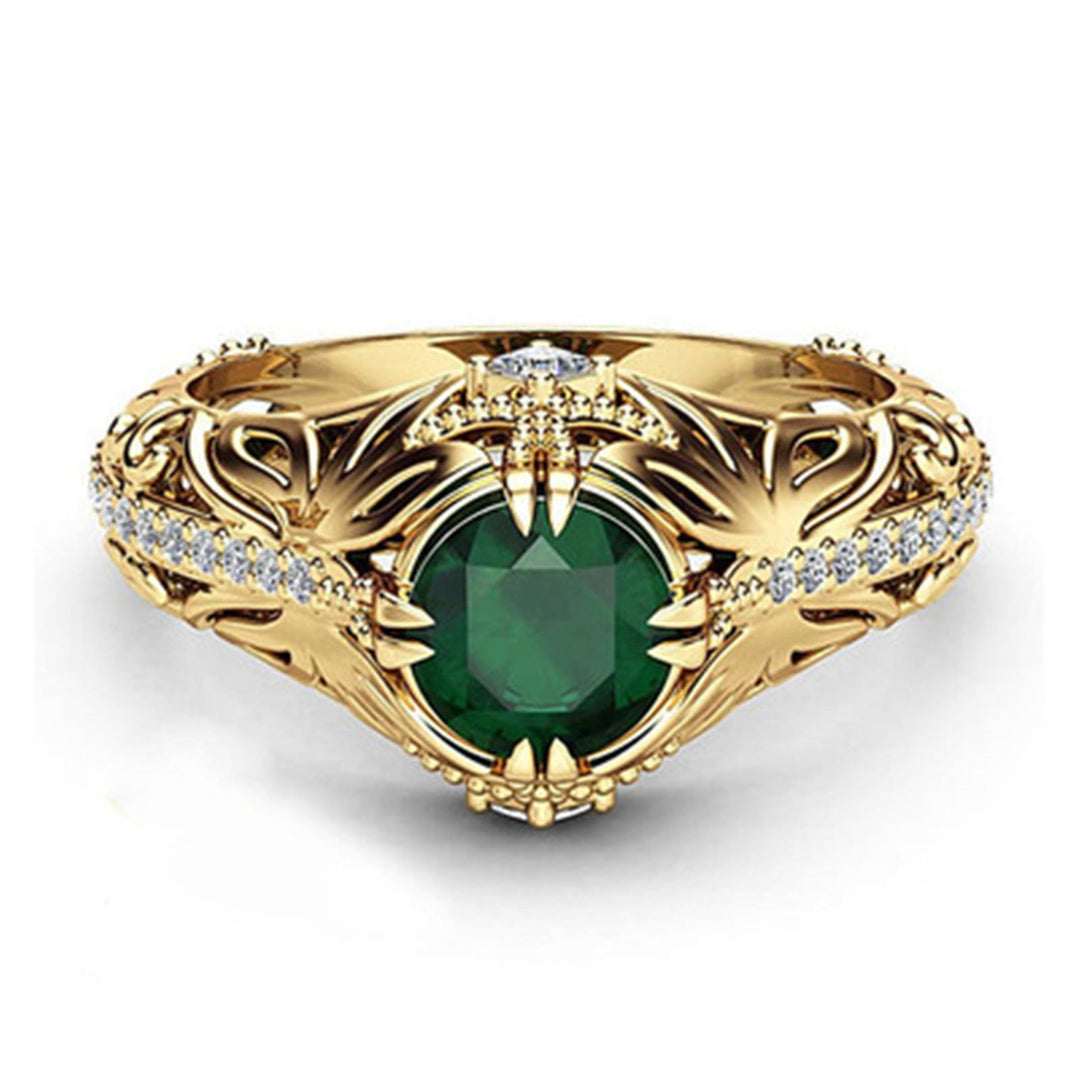 FREE Today: 925 Silver Gold Plated Vintage Emerald Wedding Ring - US 11 - image 0