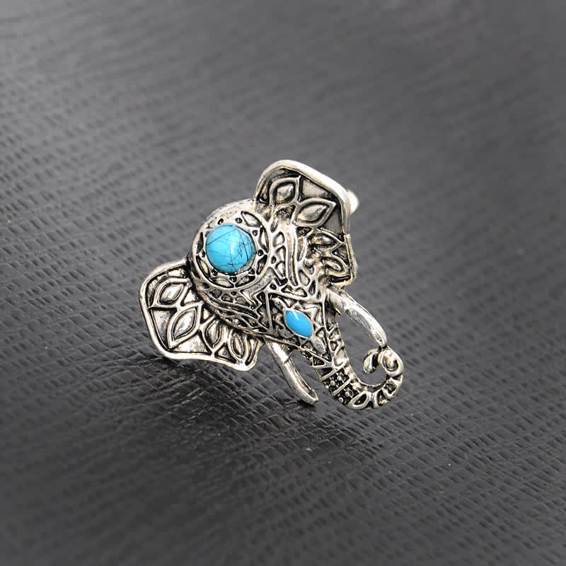 Olivenorma Bohemian Style Elephant Turquoise Alloy Ring