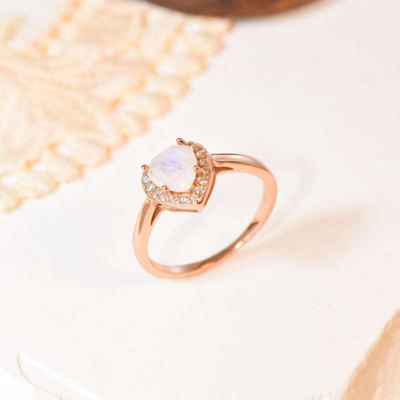 Olivenorma Natural Moonstone Faceted Heart Ring