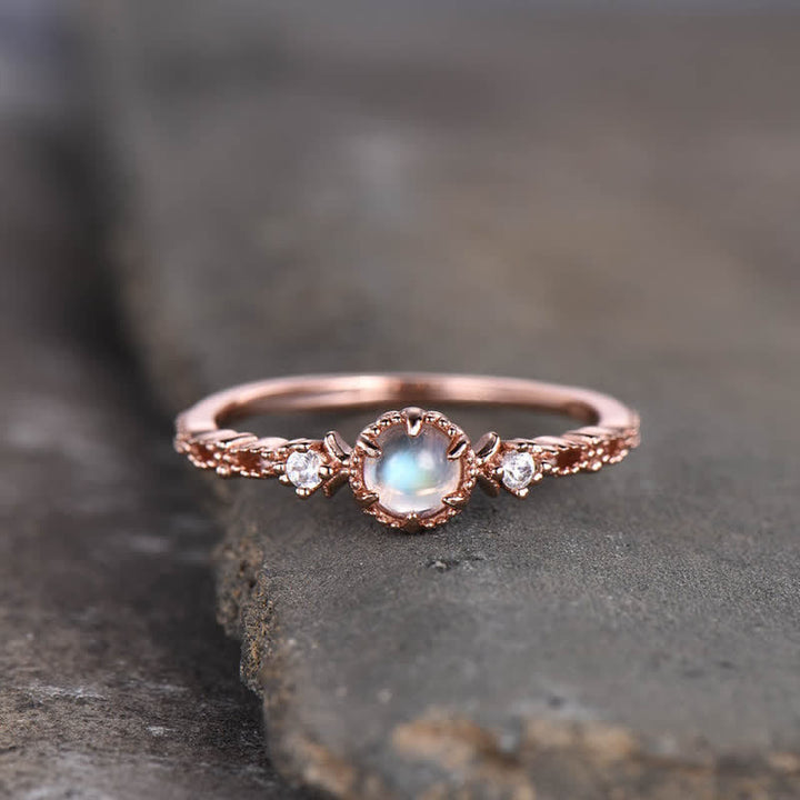 Olivenorma Three Stone Moonstone Engagement Ring