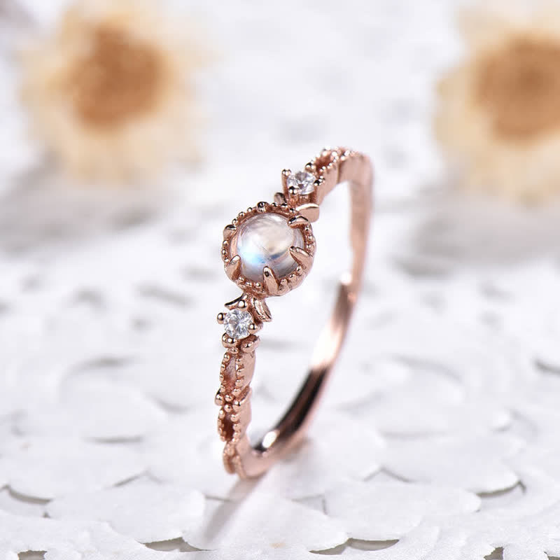 Olivenorma Three Stone Moonstone Engagement Ring