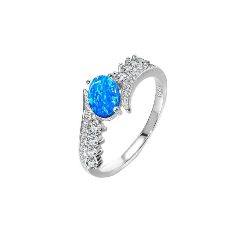 Olivenorma Natural Blue Opal Wrapped Wings Ring