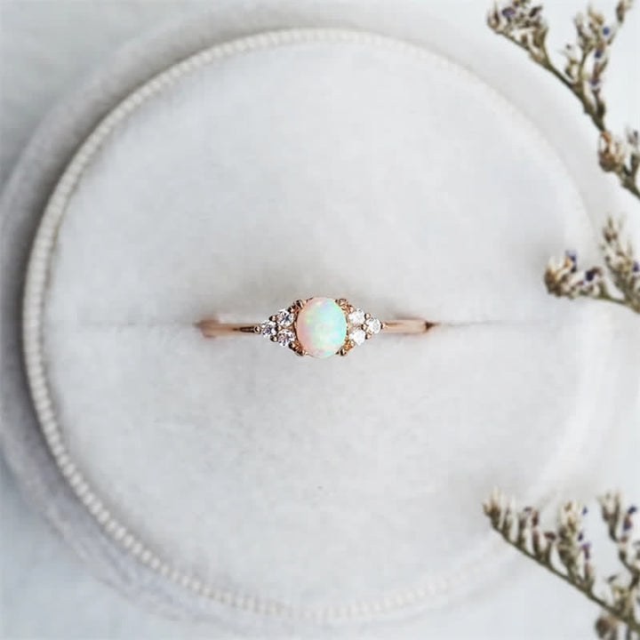 Olivenorma Simple Oval Opal White Zircon Ring