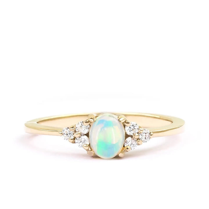 Olivenorma Simple Oval Opal White Zircon Ring