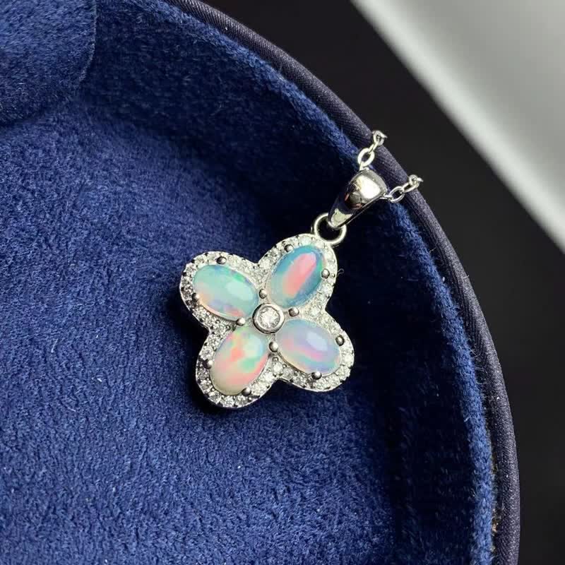 Olivenorma Natural Opal Four-leaf Clover Pendant Necklace - image 4