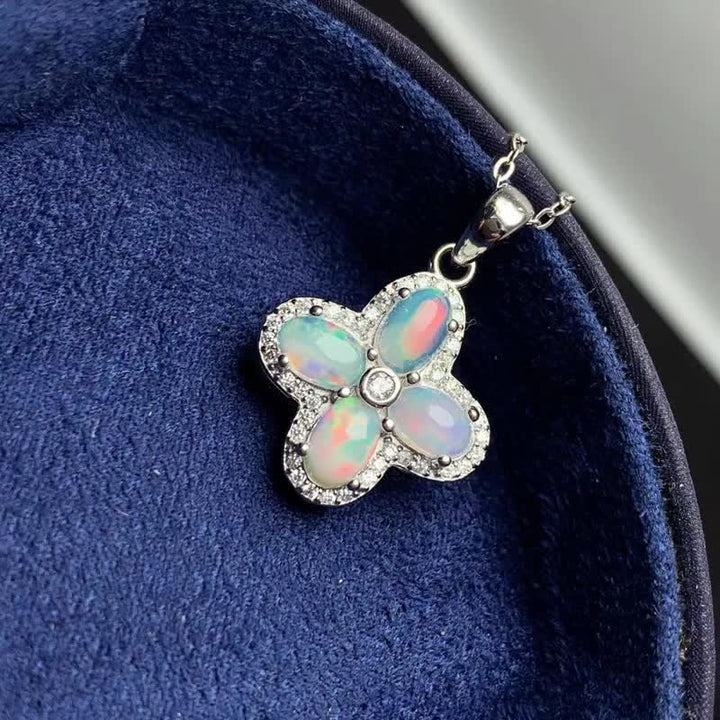 Olivenorma Natural Opal Four-leaf Clover Pendant Necklace - image 2