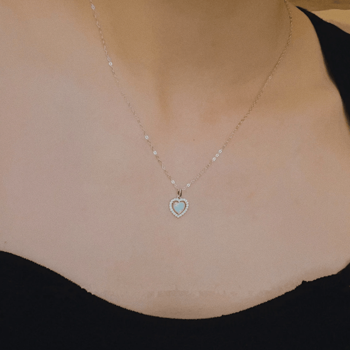 Olivenorma Opal White Zircon Heart Pendant Necklace - Silver - image 1