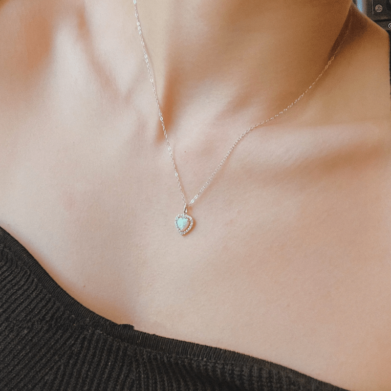 Olivenorma Opal White Zircon Heart Pendant Necklace - image 2