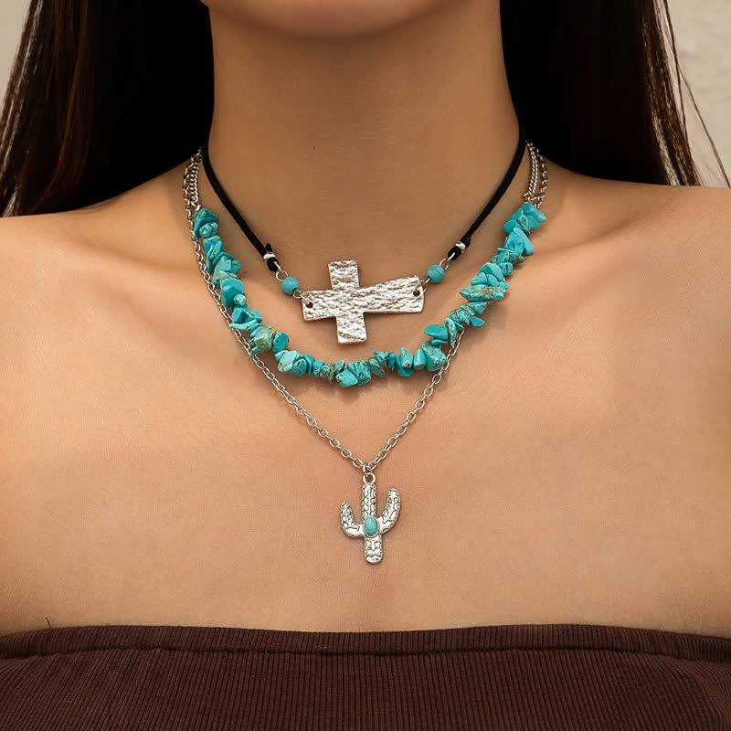 Olivenorma Turquoise Alloy Bull Head Pendant Necklace Set - Turquoise#7 - image 6