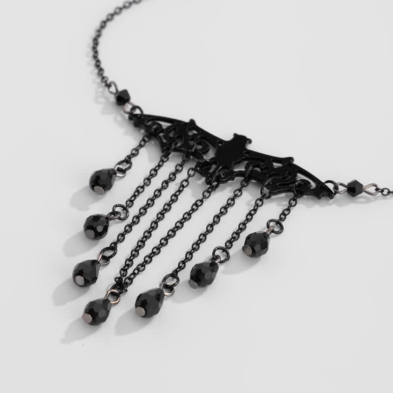 Olivenorma Obsidian Gothic Bat Pendant Necklace Set