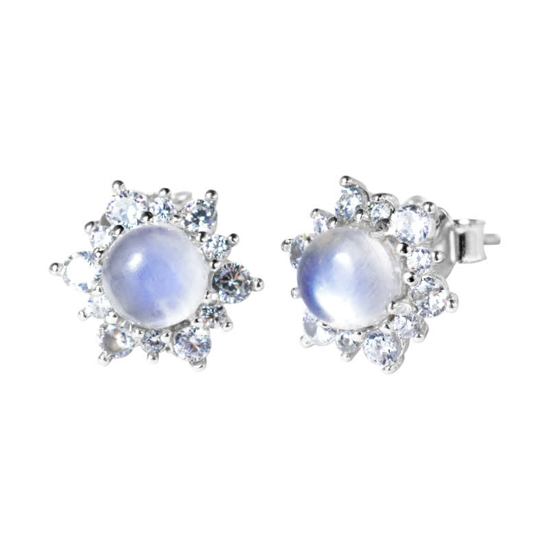 Olivenorma 925 Silver Zircon Bezel Moonstone Earrings